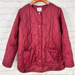 Vintage quilted chore jacket coat size Extra large XL petite burgundy cabincore